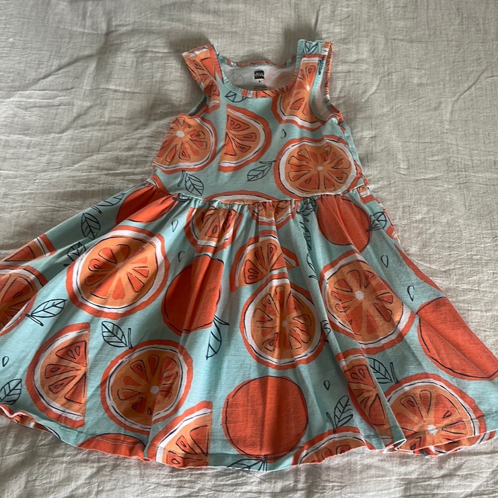Tea Collection Skirted Dress in print FRESH ORANGES